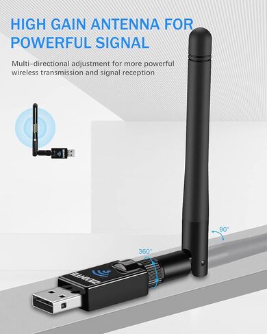 محول بلوتوث USB طويل المدى للكمبيوتر الشخصي USB دونجل بلوتوث لاسلكي لسماعات الرأس، 328 قدم/ 100 متر، مستقبل ارسال بلوتوث 5.0 لويندوز 10/8/8.1/7 in Kuwait