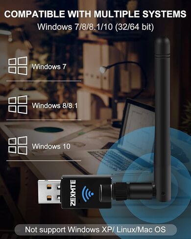 محول بلوتوث USB طويل المدى للكمبيوتر الشخصي USB دونجل بلوتوث لاسلكي لسماعات الرأس، 328 قدم/ 100 متر، مستقبل ارسال بلوتوث 5.0 لويندوز 10/8/8.1/7 in Kuwait
