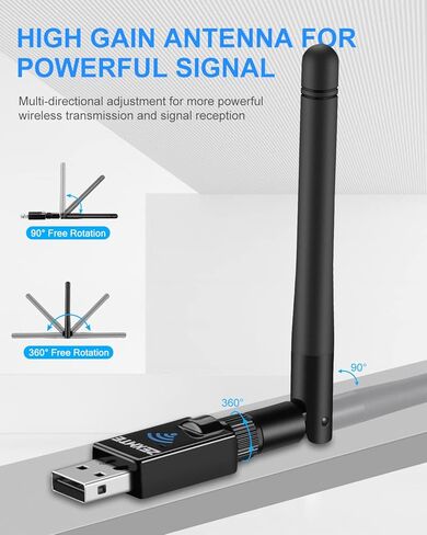 زيكسمتي محول بلوتوث للكمبيوتر 5.1، محول بلوتوث USB طويل المدى 328 قدم/100 متر دونجل بلوتوث 5.1 اي دي ار، محول بلوتوث للكمبيوتر ويندوز 11/10/8/7 - محول USB بلوتوث للكمبيوتر واللابتوب in Kuwait