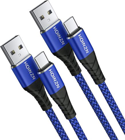 كابل شاحن HOINZN USB C [عبوتان، 3أقدام]، سلك شحن سريع 3A من النوع C متين ومضفر متوافق مع Samsung Galaxy A20 A50 A51 A71، S20 S10 S9 S8 Plus كابل شاحن الهاتف الخلوي Android أزرق in Kuwait