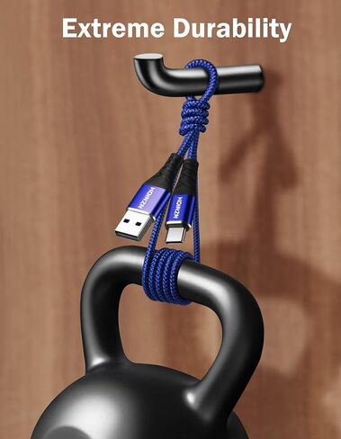 كابل شاحن HOINZN USB C [عبوتان، 3أقدام]، سلك شحن سريع 3A من النوع C متين ومضفر متوافق مع Samsung Galaxy A20 A50 A51 A71، S20 S10 S9 S8 Plus كابل شاحن الهاتف الخلوي Android أزرق in Kuwait