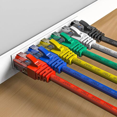 Cat6 Patch Cables 1 Feet (6 Pack), Cat 6 Ethernet Cable, 24AWG CCA Cord, UTP Network, Internet Cable, Compatible for PC, Laptop, Routers, Switches, Servers, Printers, RJ45 LAN with 25 Cable Ties - 1FT in Saudi Arabia
