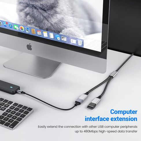USB Splitter Dual USB Port USB Extension Cable USB Y Splitter USB Power Splitter Double USB Adapter Charger Cable Hub Adapter Dual USB 2.0 Power Cord Extension USB a Splitter for Laptop/Mac/Car in Saudi Arabia