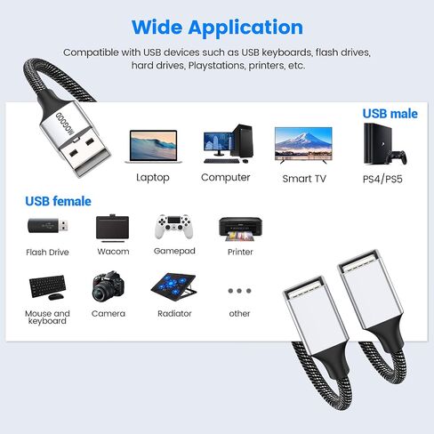 USB Splitter Dual USB Port USB Extension Cable USB Y Splitter USB Power Splitter Double USB Adapter Charger Cable Hub Adapter Dual USB 2.0 Power Cord Extension USB a Splitter for Laptop/Mac/Car in Saudi Arabia