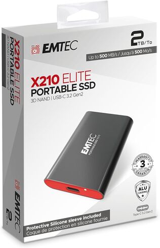 محرك الأقراص الصلبة المحمول Emtec 512GB X210 Elite SATA III (SSD) مع تقنية NAND ECSSD512GX210 in Kuwait