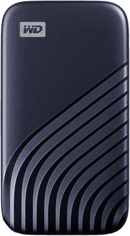 WD 1TB My Passport Portable SSD, External NVMe Solid State Drive, USB-C, up to 1050 MB/s, Works with PC, Xbox and PlayStation, 2-Meters Drop Resistance, Midnight Blue in Saudi Arabia