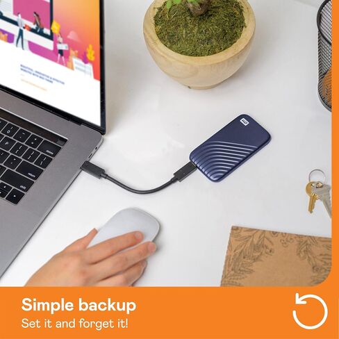 WD 1TB My Passport Portable SSD, External NVMe Solid State Drive, USB-C, up to 1050 MB/s, Works with PC, Xbox and PlayStation, 2-Meters Drop Resistance, Midnight Blue in Saudi Arabia