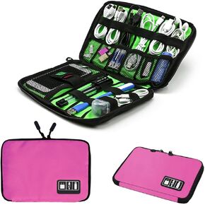Electronics Accessories Organizer Bag,Portable Tech Gear Phone Accessories Storage Carrying Travel Case Bag, Headphone Earphone Cable Organizer Bag (M, Black)