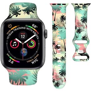 BACDOILQ Summer Watch Band Tropical Palm Tree Sea Turtle Smartwatch Bands Wristband Compatible with Watch 38mm 40mm 41mm Soft Silicone Strap Replacement for Series 8/7/6/5/4/3/2/1/SE in Saudi Arabia