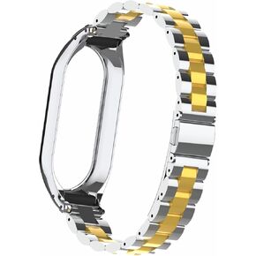 Metal Bands Compatible with Xiaomi Mi Band 8 Band, Stainless Steel Watch Replacement Bracelet Wristband Loop Strap with Metal Frame for Xiaomi Mi Band 8 Bands Xiaomi Mi Band 8 Strap