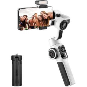 مثبت جيمبال احترافي Zhiyun Smooth 5S للهواتف الذكية، حامل هاتف محمول ثلاثي المحاور، مثبت محمول لمدونات الفيديو، يوتيوب، تيكتوك، فيديو مباشر متوافق مع آيفون وأندرويد - أبيض