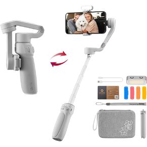 Zhi yun Smooth Q4 Combo Gimbal Stabilizer لهاتف iPhone 13 Pro Max Mini 12 11 XS X XR 8 Android مع حقيبة حمل وإضاءة LED وحامل ثلاثي المحاور محمول باليد in Kuwait