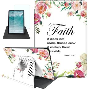 Rossy Case for 6.8" Kindle Paperwhite (11th Generation 2021) and Kindle Paperwhite Signature Edition + Screen Protector 360 Degree Rotating Swivel Cover with Auto Sleep/Wake,1-37 Bible Verse Christian in Kuwait