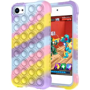iPod Touch Case Cover Compatible with iPod Touch 7th & 6th & 5th Generation, WOGROO 3-in-1 Heavy Duty Shockproof Rugged Bubble Sensory Protective Cover for Girls Women Kids Boys Children - Rainbow in Kuwait