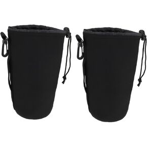 Milisten Camera Lens Carrying Pouch 2pcs Protector Bag Storage Draw Small Pouch Dslr Lens L Thermal Bags Camera Flexible Black - Case Neoprene Size Insulation for Shockproof Camera Lens Container