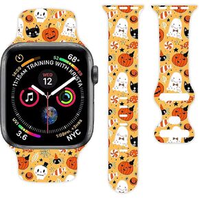 أحزمة رياضية للهالوين متوافقة مع ساعة Apple 38 مم 40 مم 41 مم 42 مم 44 مم 45 مم، أساور معصم بديلة لحزام رياضي مقاوم للماء من السيليكون الناعم مع جميع سلاسل iWatch in Kuwait