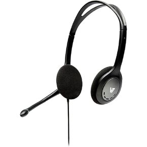 V7 3.5mm Stereo Headset & Microphone for Music Streaming, Hands-Free VOIP, Skype, Video conference on Tablets, PC, Notebooks (HA201-2NP) - Black in Saudi Arabia