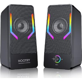 مكبرات صوت العاب مطورة باضاءة خلفية بـ7 الوان واضاءة خلفية 10 واط تعمل بمنفذ USB وتحكم في مستوى الصوت، مكبر صوت ستيريو 2.0CH مع ميكروفون، بلوتوث وصوت USB لشاشة الكمبيوتر المكتبي وماك in Kuwait