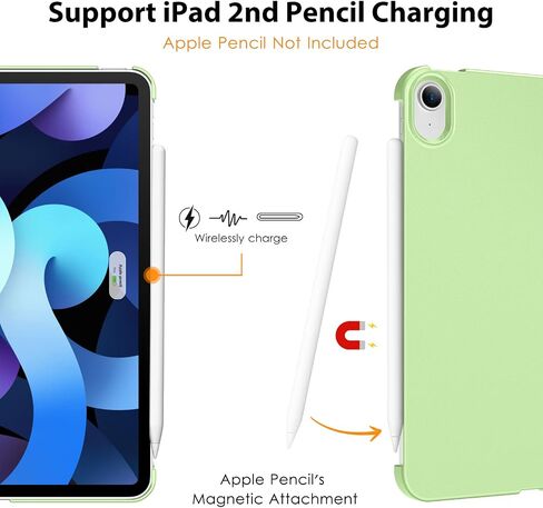 DTTO Case for New iPad Air 11 inch M2 / iPad Air 5th&4th Generation 10.9 Inch, Hard Back Sparkled and Sheen Front Cover for iPad Air Case 2024/2022/2020, Support 2nd Gen Pencil Charging - Light Green in Saudi Arabia