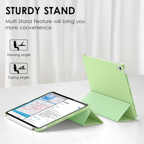 DTTO Case for New iPad Air 11 inch M2 / iPad Air 5th&4th Generation 10.9 Inch, Hard Back Sparkled and Sheen Front Cover for iPad Air Case 2024/2022/2020, Support 2nd Gen Pencil Charging - Light Green in Saudi Arabia