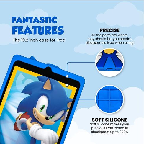 Sonic The Hedgehog iPad Silicone Back Case Cover, Anti Slip Rubber Protective Skin Soft Bumper for iPad 9th (2021)/8th (2020)/7th (2019) Gen (Sonic) in Saudi Arabia
