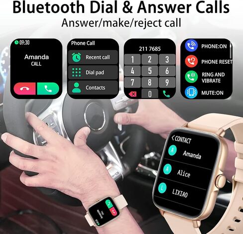 Smart Watch (Answer/Make Call), 1.7" Waterproof Smartwatch 28 Sports Fitness Tracker with Heart Rate Monitor Sleep Tracker Blood Oxygen for Android iPhone Samsung, GPS Step Counter Pedometer for Women in Saudi Arabia