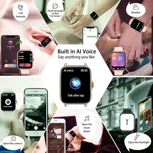 Smart Watch (Answer/Make Call), 1.7" Waterproof Smartwatch 28 Sports Fitness Tracker with Heart Rate Monitor Sleep Tracker Blood Oxygen for Android iPhone Samsung, GPS Step Counter Pedometer for Women in Saudi Arabia