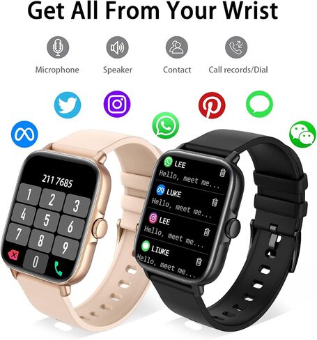 Smart Watch (Answer/Make Call), 1.7" Waterproof Smartwatch 28 Sports Fitness Tracker with Heart Rate Monitor Sleep Tracker Blood Oxygen for Android iPhone Samsung, GPS Step Counter Pedometer for Women in Saudi Arabia