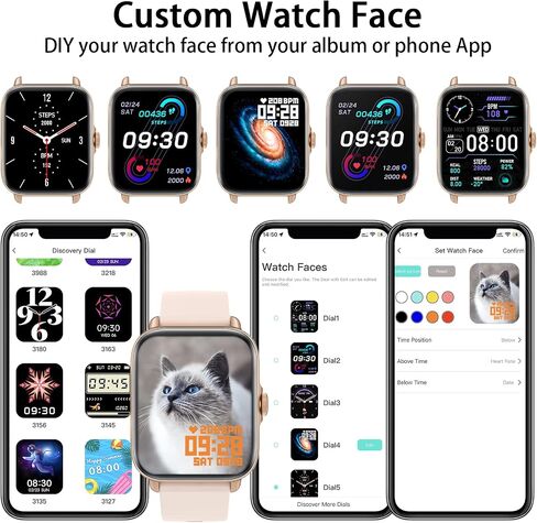 Smart Watch (Answer/Make Call), 1.7" Waterproof Smartwatch 28 Sports Fitness Tracker with Heart Rate Monitor Sleep Tracker Blood Oxygen for Android iPhone Samsung, GPS Step Counter Pedometer for Women in Saudi Arabia