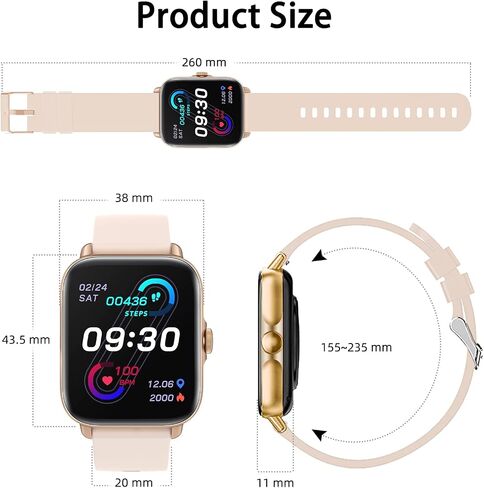 Smart Watch (Answer/Make Call), 1.7" Waterproof Smartwatch 28 Sports Fitness Tracker with Heart Rate Monitor Sleep Tracker Blood Oxygen for Android iPhone Samsung, GPS Step Counter Pedometer for Women in Saudi Arabia