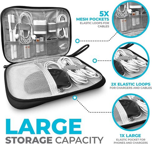 Electronics Charger Organizer - Travel Cable Case for Cords, Chargers, and Tech Accessories in Saudi Arabia