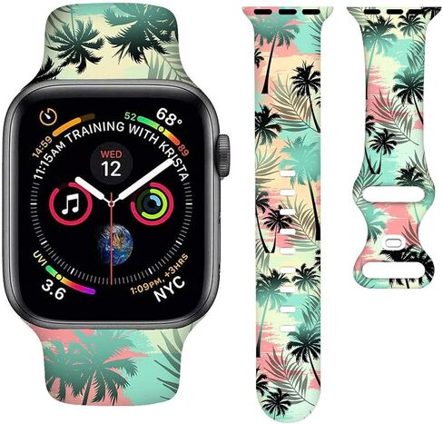 BACDOILQ Summer Watch Band Tropical Palm Tree Sea Turtle Smartwatch Bands Wristband Compatible with Watch 38mm 40mm 41mm Soft Silicone Strap Replacement for Series 8/7/6/5/4/3/2/1/SE in Saudi Arabia