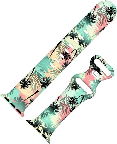 BACDOILQ Summer Watch Band Tropical Palm Tree Sea Turtle Smartwatch Bands Wristband Compatible with Watch 38mm 40mm 41mm Soft Silicone Strap Replacement for Series 8/7/6/5/4/3/2/1/SE in Saudi Arabia