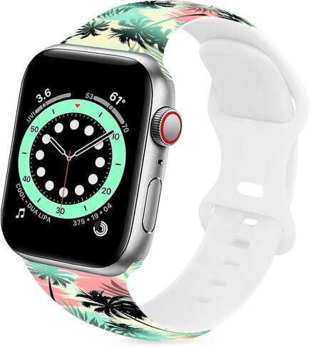 BACDOILQ Summer Watch Band Tropical Palm Tree Sea Turtle Smartwatch Bands Wristband Compatible with Watch 38mm 40mm 41mm Soft Silicone Strap Replacement for Series 8/7/6/5/4/3/2/1/SE in Saudi Arabia
