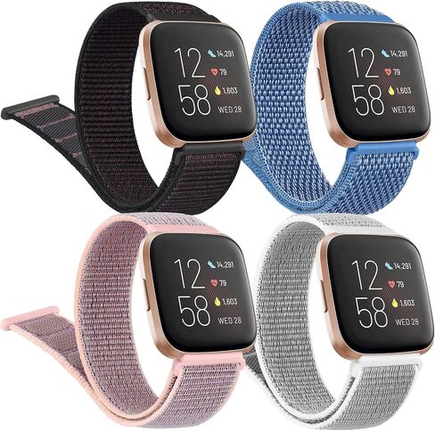 أربطة نايلون لـ Fitbit Versa 2 Bands/Fitbit Versa/Versa Lite/Versa SE للنساء والرجال، أساور معصم بديلة رياضية ناعمة قابلة للتنفس لـ Fitbit Versa 2 in Kuwait