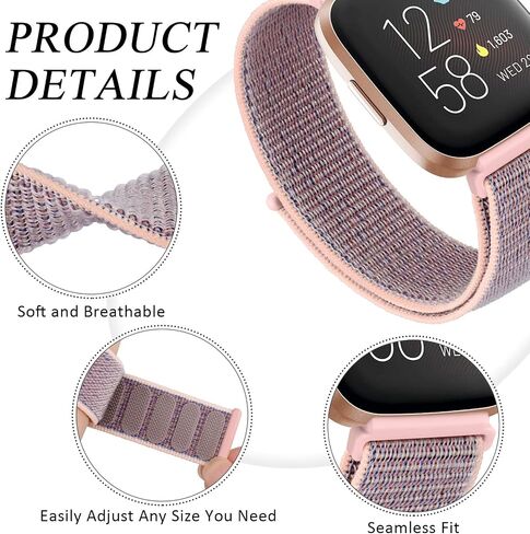 أربطة نايلون لـ Fitbit Versa 2 Bands/Fitbit Versa/Versa Lite/Versa SE للنساء والرجال، أساور معصم بديلة رياضية ناعمة قابلة للتنفس لـ Fitbit Versa 2 in Kuwait