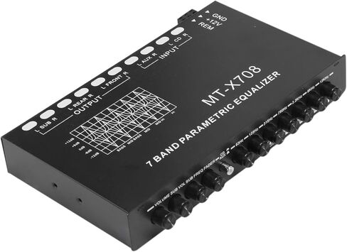 MAKIVI 7 نطاقات معادل صوت السيارة، قابل للتعديل 7 نطاقات EQ مضخم صوت السيارة مع مفتاح اختيار إدخال CD/AUX، أسود in Kuwait