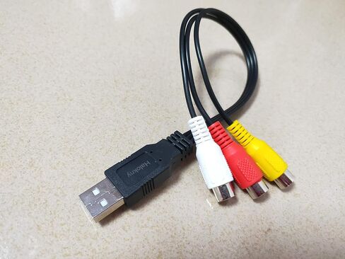 كابل Halokny USB إلى 3 RCA، 8 بوصة USB 2.0 A أنثى إلى 3RCA ذكر بطاقة التقاط الصوت والفيديو AV كابل محول مركب (USB F/3RCA M) in Kuwait