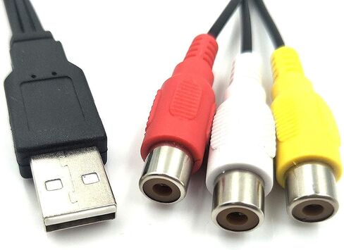 كابل Halokny USB إلى 3 RCA، 8 بوصة USB 2.0 A أنثى إلى 3RCA ذكر بطاقة التقاط الصوت والفيديو AV كابل محول مركب (USB F/3RCA M) in Kuwait