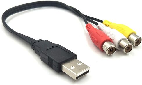 كابل Halokny USB إلى 3 RCA، 8 بوصة USB 2.0 A أنثى إلى 3RCA ذكر بطاقة التقاط الصوت والفيديو AV كابل محول مركب (USB F/3RCA M) in Kuwait