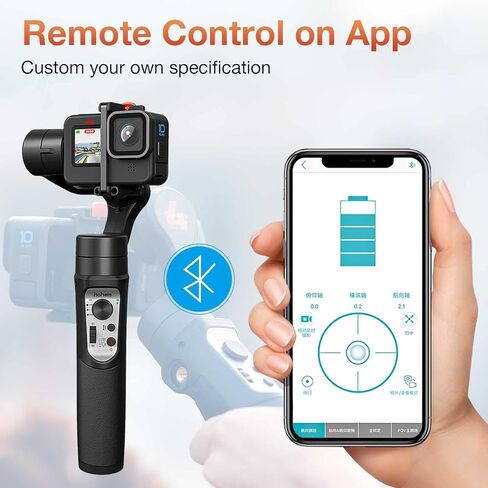 Hohem iSteady Pro 4 Action Camera 3-Axis Gimbal Stabilizer for GoPro 11/10/9/8/7/6/5, Gimble Stabilizer for Osmo Action 3 and Other Action Cameras Support WiFi & Cable Control Inception/Sports Mode in Kuwait