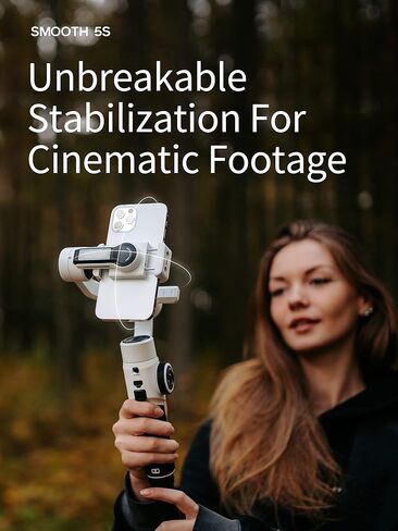 Zhiyun Smooth 5S Gimbal Stabilizer, Upgrated Smooth 5 Phone 3-Axis Handheld Smartphone Gimbal for iPhone Android with Built in LED Fill Light, Grip Tripod (Gray Combo) in Saudi Arabia