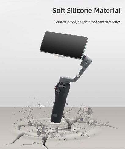 غطاء حماية من السيليكون من Anbee، غطاء مقود مضاد للانزلاق متوافق مع DJI Osmo Mobile 6، مثبت جيمبال للهاتف الذكي المحمول (أسود) in Kuwait