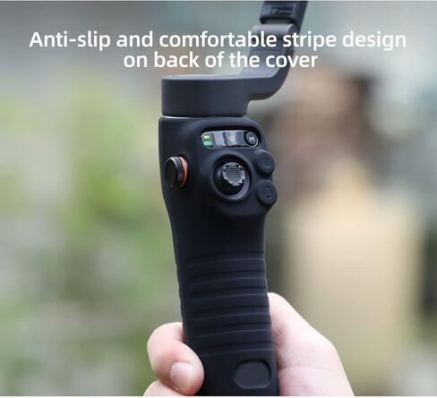 غطاء حماية من السيليكون من Anbee، غطاء مقود مضاد للانزلاق متوافق مع DJI Osmo Mobile 6، مثبت جيمبال للهاتف الذكي المحمول (أسود) in Kuwait