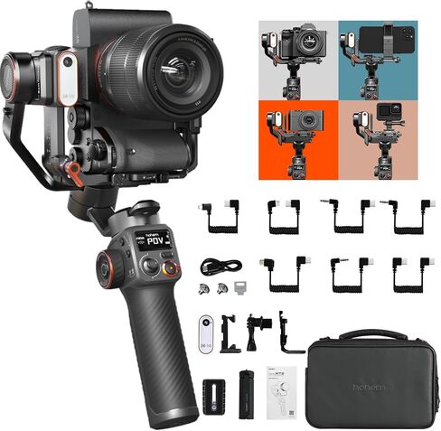 hohem iSteady MT2 Kit Gimbal Stabilizer for Camera, 3-Axis Gimbal for Mirrorless/Pocket Camera/Action Camera/Smartphone, AI Tracker w/CCT/RGB Fill Light, Camera Stabilizer for Canon/Sony/Nikon/iPhone in Saudi Arabia