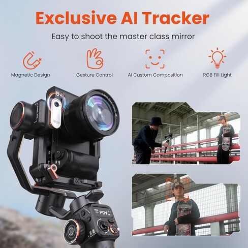 hohem iSteady MT2 Kit Gimbal Stabilizer for Camera, 3-Axis Gimbal for Mirrorless/Pocket Camera/Action Camera/Smartphone, AI Tracker w/CCT/RGB Fill Light, Camera Stabilizer for Canon/Sony/Nikon/iPhone in Saudi Arabia