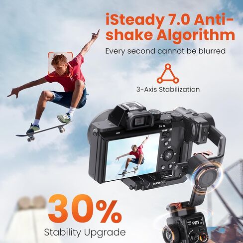 hohem iSteady MT2 Kit Gimbal Stabilizer for Camera, 3-Axis Gimbal for Mirrorless/Pocket Camera/Action Camera/Smartphone, AI Tracker w/CCT/RGB Fill Light, Camera Stabilizer for Canon/Sony/Nikon/iPhone in Saudi Arabia