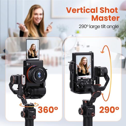 hohem iSteady MT2 Kit Gimbal Stabilizer for Camera, 3-Axis Gimbal for Mirrorless/Pocket Camera/Action Camera/Smartphone, AI Tracker w/CCT/RGB Fill Light, Camera Stabilizer for Canon/Sony/Nikon/iPhone in Saudi Arabia