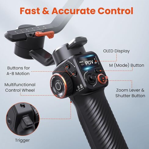 hohem iSteady MT2 Kit Gimbal Stabilizer for Camera, 3-Axis Gimbal for Mirrorless/Pocket Camera/Action Camera/Smartphone, AI Tracker w/CCT/RGB Fill Light, Camera Stabilizer for Canon/Sony/Nikon/iPhone in Saudi Arabia