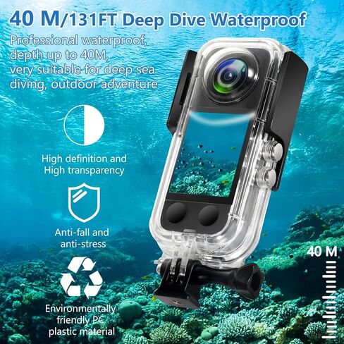 iEago RC Waterproof Housing Case for Insta360 X3, 40M/131FT Dive Case Protective Underwater Shell with Bracket Mount Adapter Accessories for Insta360 X3 Action Camera in Saudi Arabia